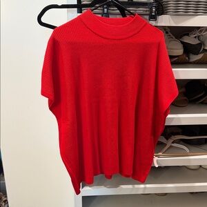 Zenana Outfitters Bright Red Ribbed Mock-Neck Short Sleeve Top